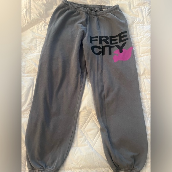 Freecity Kids Joggers in Gray with Pink Logo - Picture 1 of 3